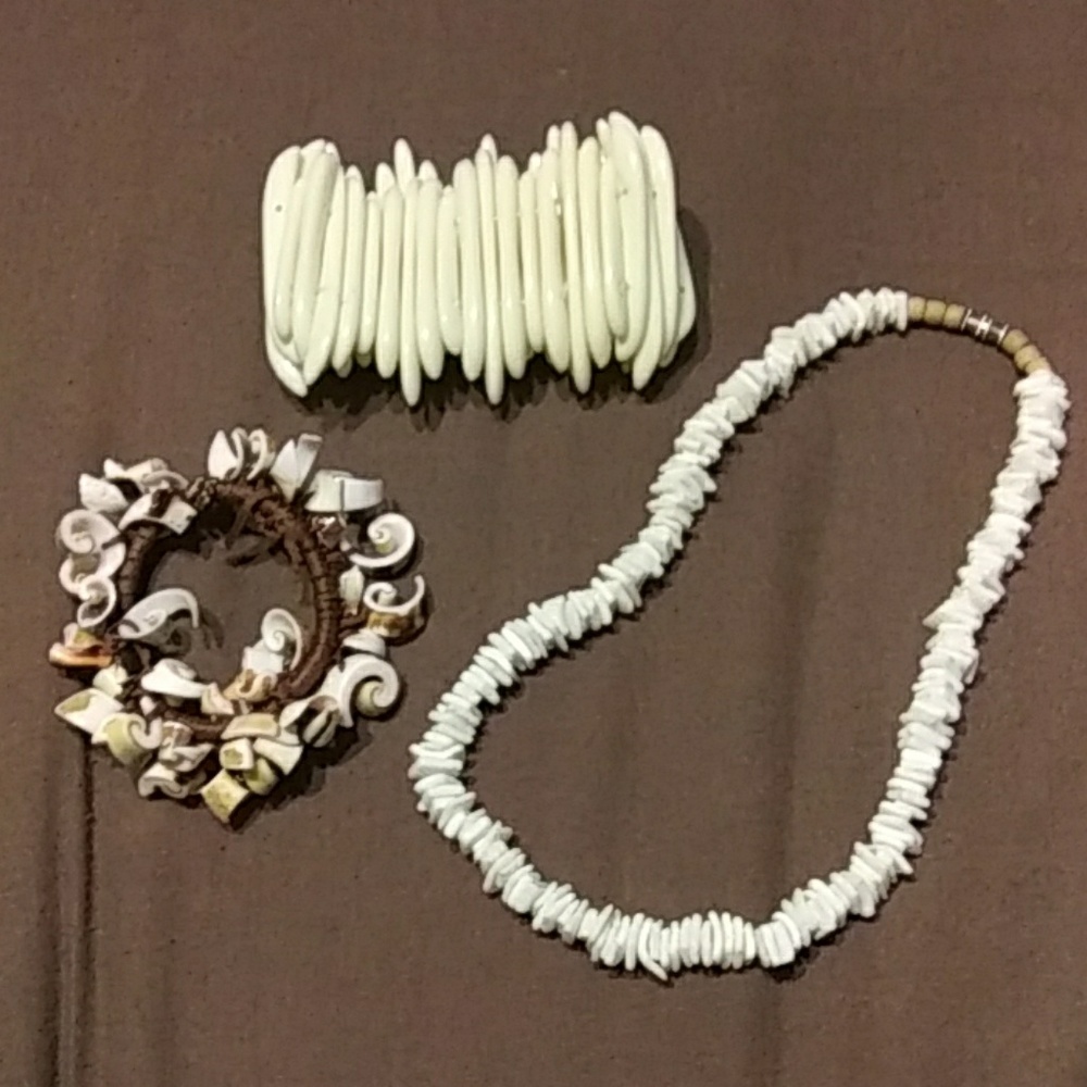 Shell Bracelet and Necklace with Bedrock bracelet